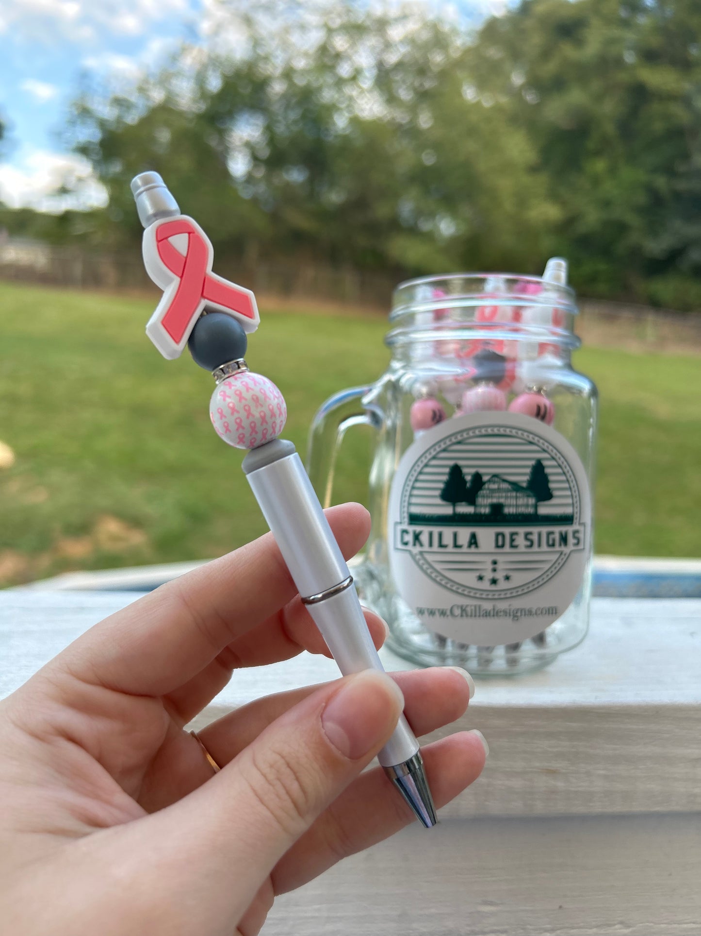 Awareness Grey Bead Pen