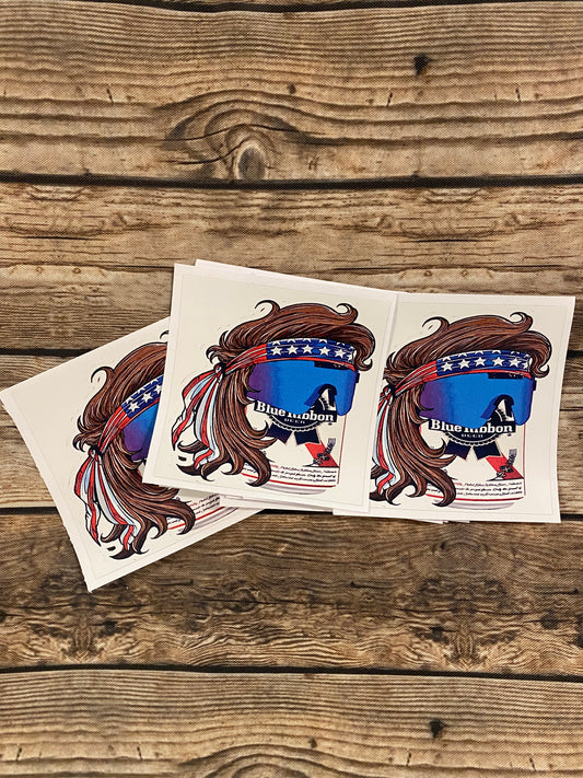 Blue Ribbon Mullet Sticker